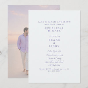  Pale Lavender Couple Photo Rehearsal Dinner Invitation