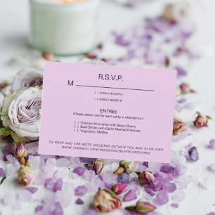 Pale Lavender Dinner Options Wedding RSVP II Card