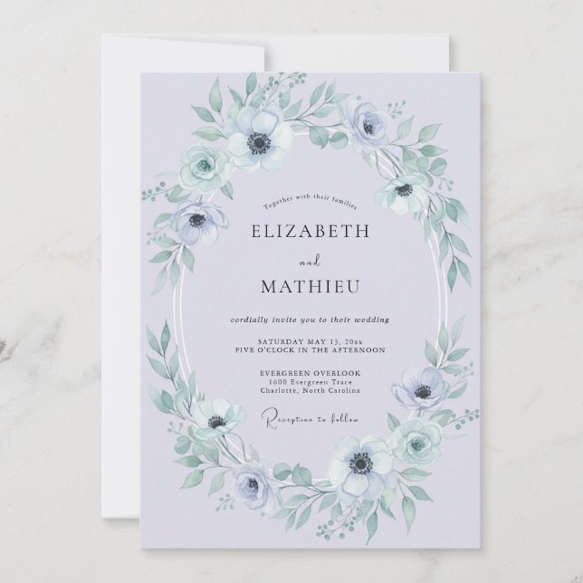 Pale Lavender Ethereal Winter Wedding Invitation (Front)