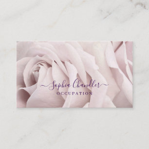 Pale Lavender Rose, Deep Purple Text, Classy Business Card