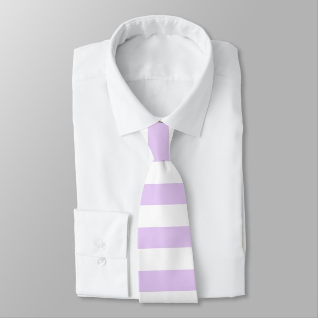 Pale Lavender Striped Solid Colour Stripes  Tie (Tied)