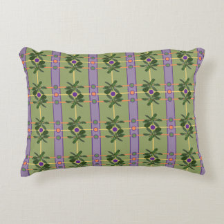Pale Lavender Stripes with Greens Accent Pillow