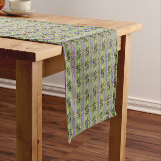 Pale Lavender Stripes with Greens Table Runner
