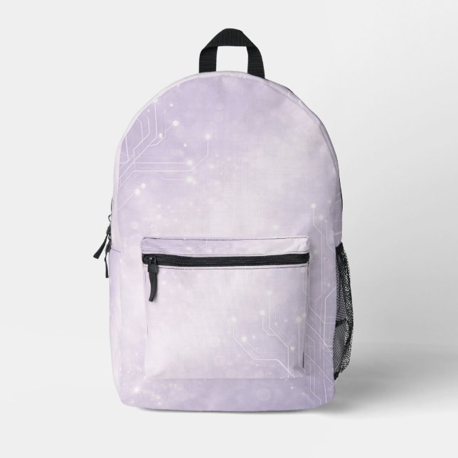 Pale lilac and pearl gray AI art  Printed Backpack (Front)