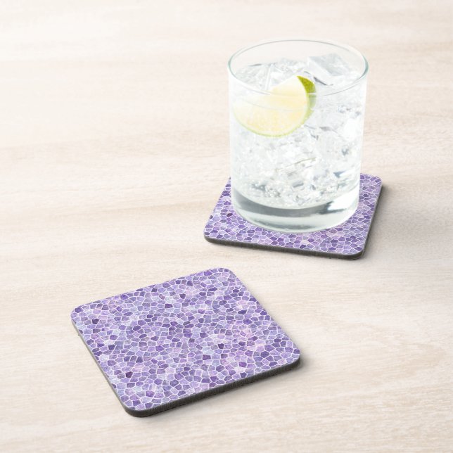 Pale Lilac And Purple Cobbled Patchwork Terrazo Pa Coaster (Right Side)