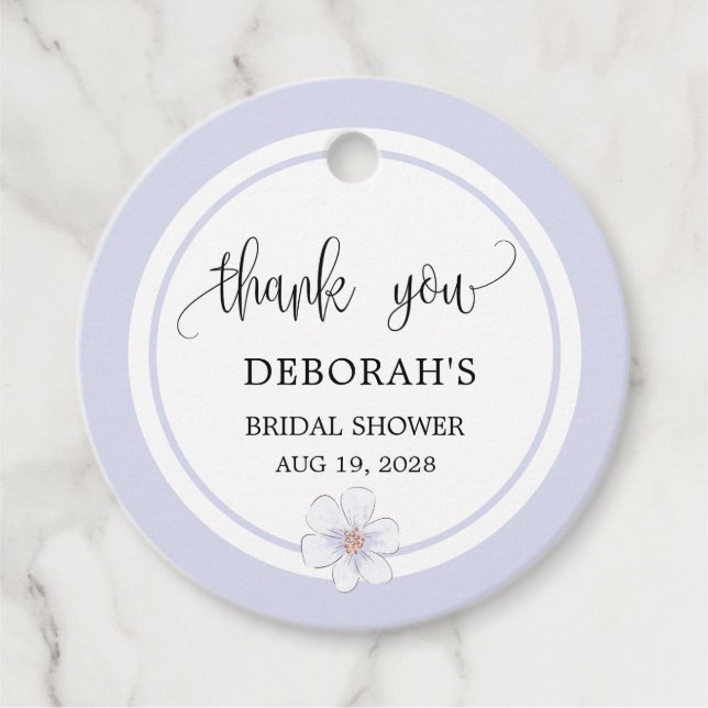 Pale Lilac Bridal Shower  Favour Tags (Front)
