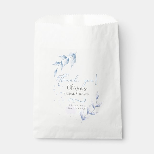 Pale Lilac Dusty Blue Foliage Bridal Shower Favour Bags (Front)