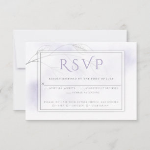 Pale Lilac Watercolor Wash Grey Willow RSVP Card