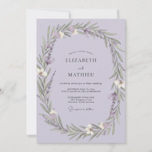 Pale Lilac Wreath Wedding Invitation