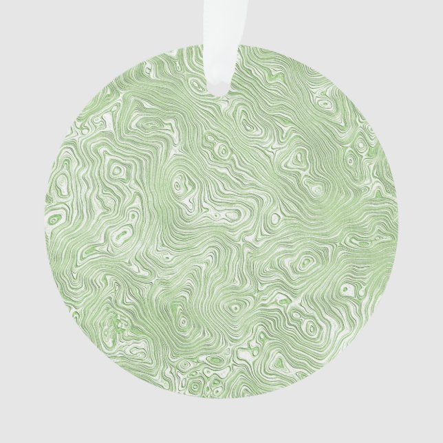 Pale Lime Green Abstract Moiré Rippled Pattern Ornament (Front)