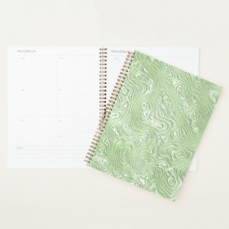 Pale Lime Green Abstract Moiré Rippled Pattern Planner