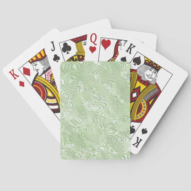 Pale Lime Green Abstract Moiré Rippled Pattern Playing Cards (Back)