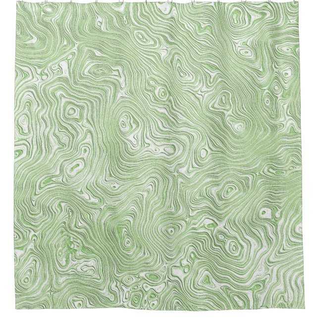 Pale Lime Green Abstract Moiré Rippled Pattern Shower Curtain (Front)