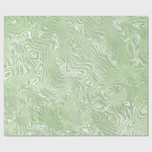 Pale Lime Green Abstract Moiré Rippled Pattern Wrapping Paper