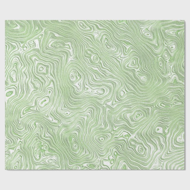 Pale Lime Green Abstract Moiré Rippled Pattern Wrapping Paper (Flat)