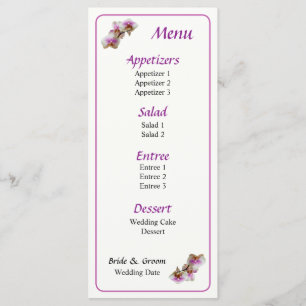 Pale Magenta and White Orchids Menu... Menu