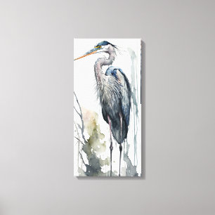 Pale Majesty Great Blue Heron Standing Swamp AI Canvas Print