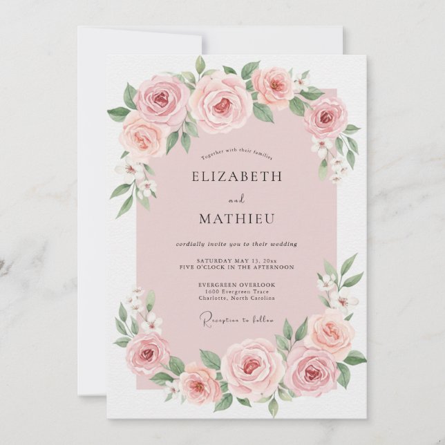Pale Mauve Painted Wedding Invitation (Front)