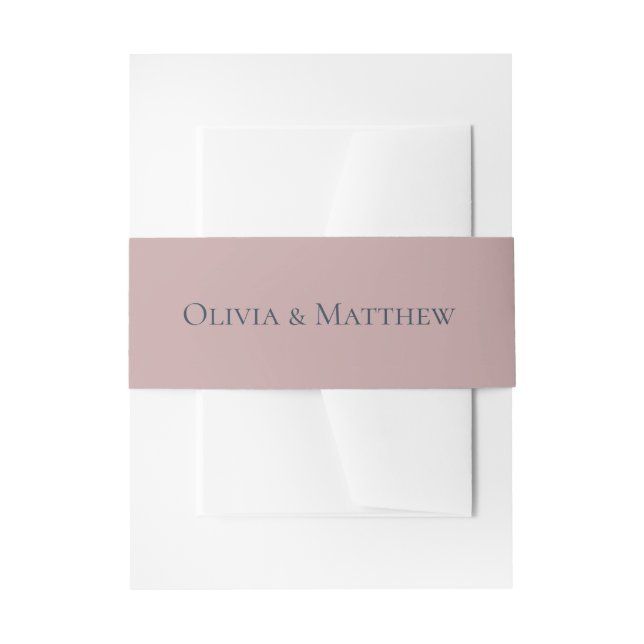 Pale Mauve Wedding Invitation Belly Band (Front Example)