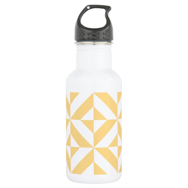 Pale Melon Geometric Deco Cube Pattern 532 Ml Water Bottle (Front)