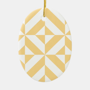 Pale Melon Geometric Deco Cube Pattern Ceramic Tree Decoration