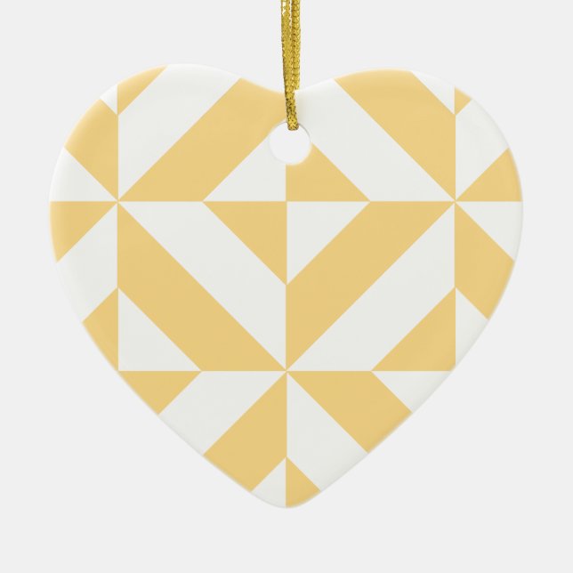 Pale Melon Geometric Deco Cube Pattern Ceramic Tree Decoration (Front)
