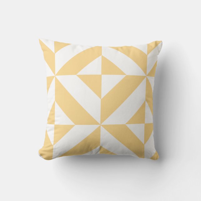 Pale Melon Geometric Deco Cube Pattern Cushion (Front)