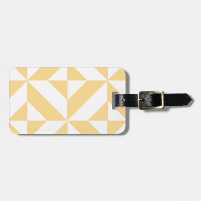 Pale Melon Geometric Deco Cube Pattern Luggage Tag (Front Horizontal)