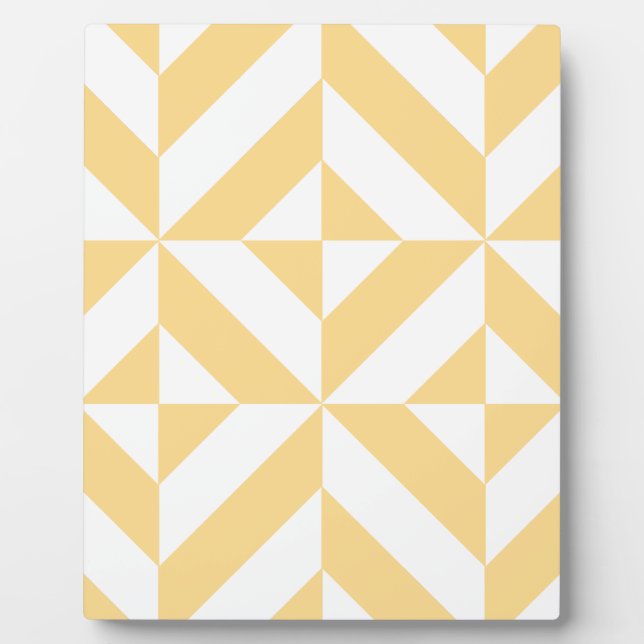 Pale Melon Geometric Deco Cube Pattern Plaque (Front)