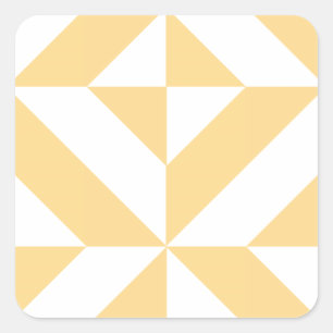 Pale Melon Geometric Deco Cube Pattern Square Sticker