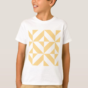 Pale Melon Geometric Deco Cube Pattern T-Shirt