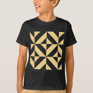Pale Melon Geometric Deco Cube Pattern T-Shirt
