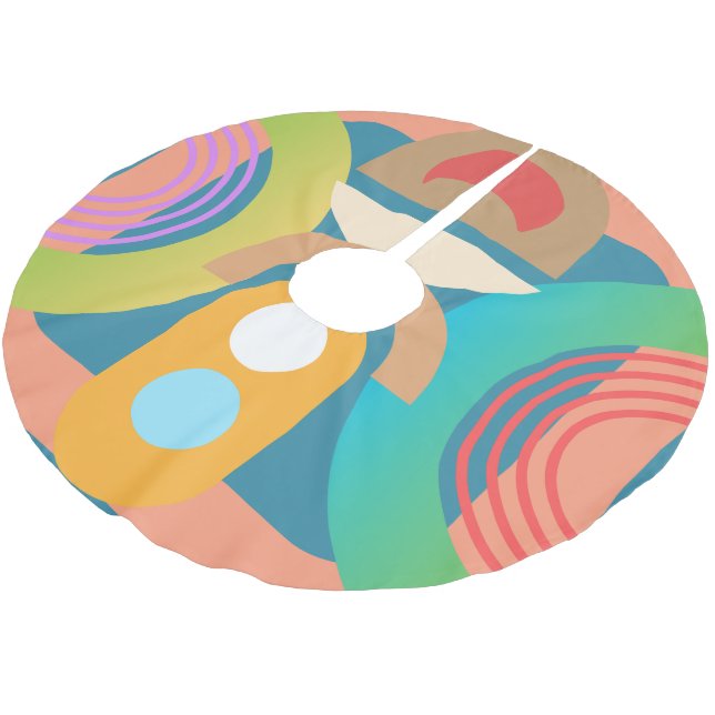 Pale Minimalist Abstract Geometric Shapes  Brushed Polyester Tree Skirt (Angled)
