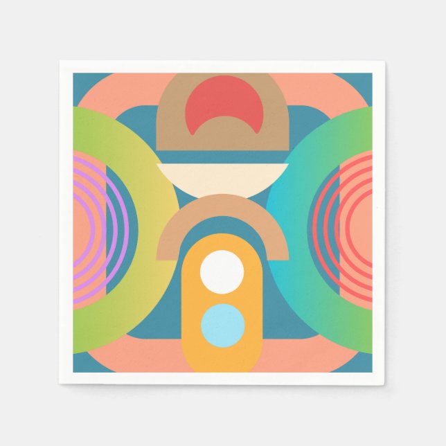 Pale Minimalist Abstract Geometric Shapes  Napkin (Front)