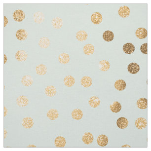 Pale Mint Blue and Gold Glitter City Dots Fabric