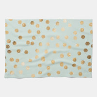 Pale Mint Blue and Gold Glitter City Dots