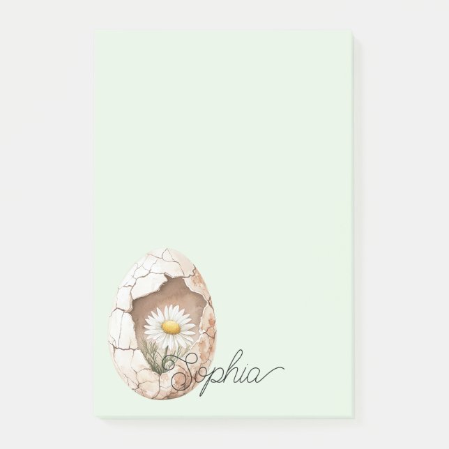 Pale Mint Egg Daisy Flower Post-it Notes (Front)