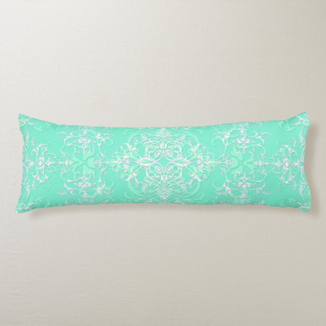 Pale Mint Green Double Damask Body Cushion (Front)