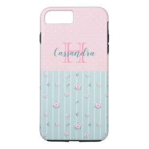 Pale Mint Green with Pink Flowers and Polka Dots  Case-Mate iPhone Case