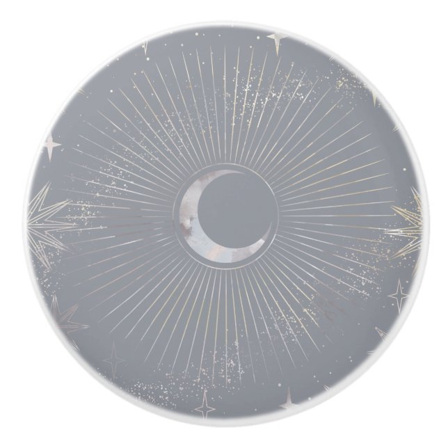 Pale Moon Burst Ceramic Knob (Front)