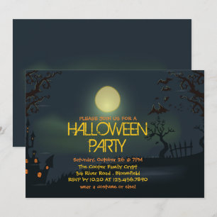 Pale Moon Halloween Party Invitation