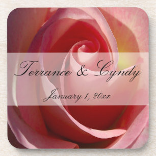 Pale Moon Rose Personal Wedding Coaster
