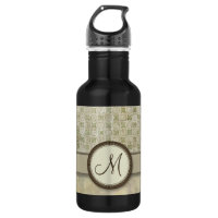 Pale Moss Coin Pattern with Monogram
