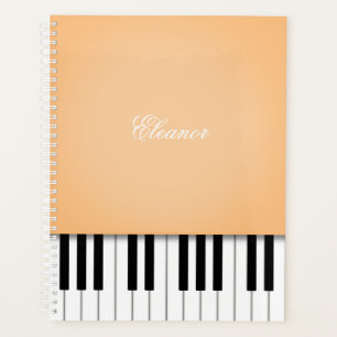 Pale Orange Piano Music Keyboard Customised Planner