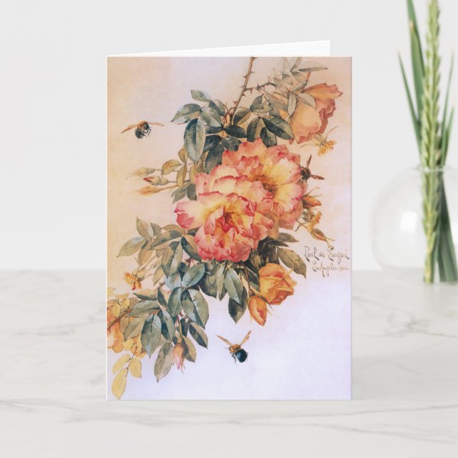 Pale Orange Roses Card (Front)