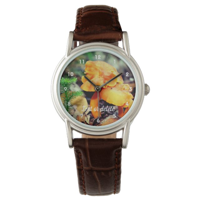 Pale Orange Wild Mushrooms Personalised  Watch (Front)