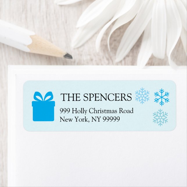Pale Pastel Blue Snowflake Elegant Serif Christmas (Insitu)