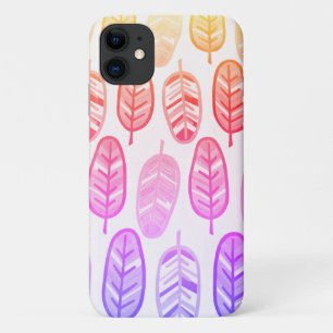 Pale Pastel Colour Pink Leaves iPhone 11 Case