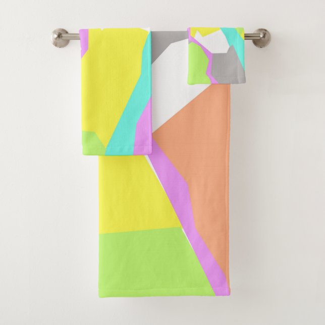 Pale Pastel Colours Abstract Art Bath Towel Set (Insitu)