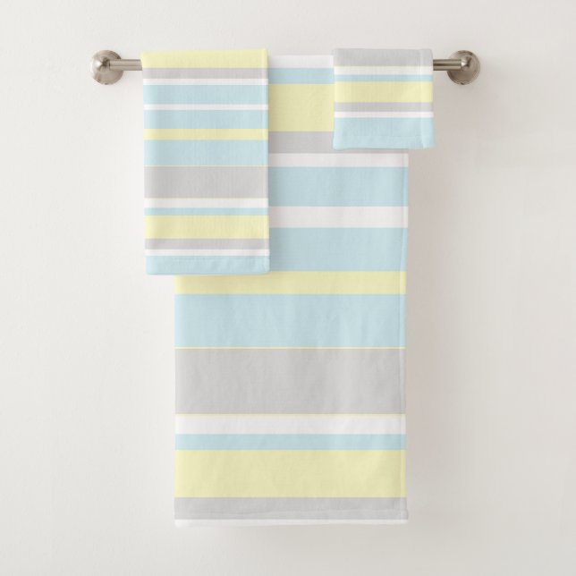 Pale Pastel Colours Abstract Art Lines Bath Towel Set (Insitu)